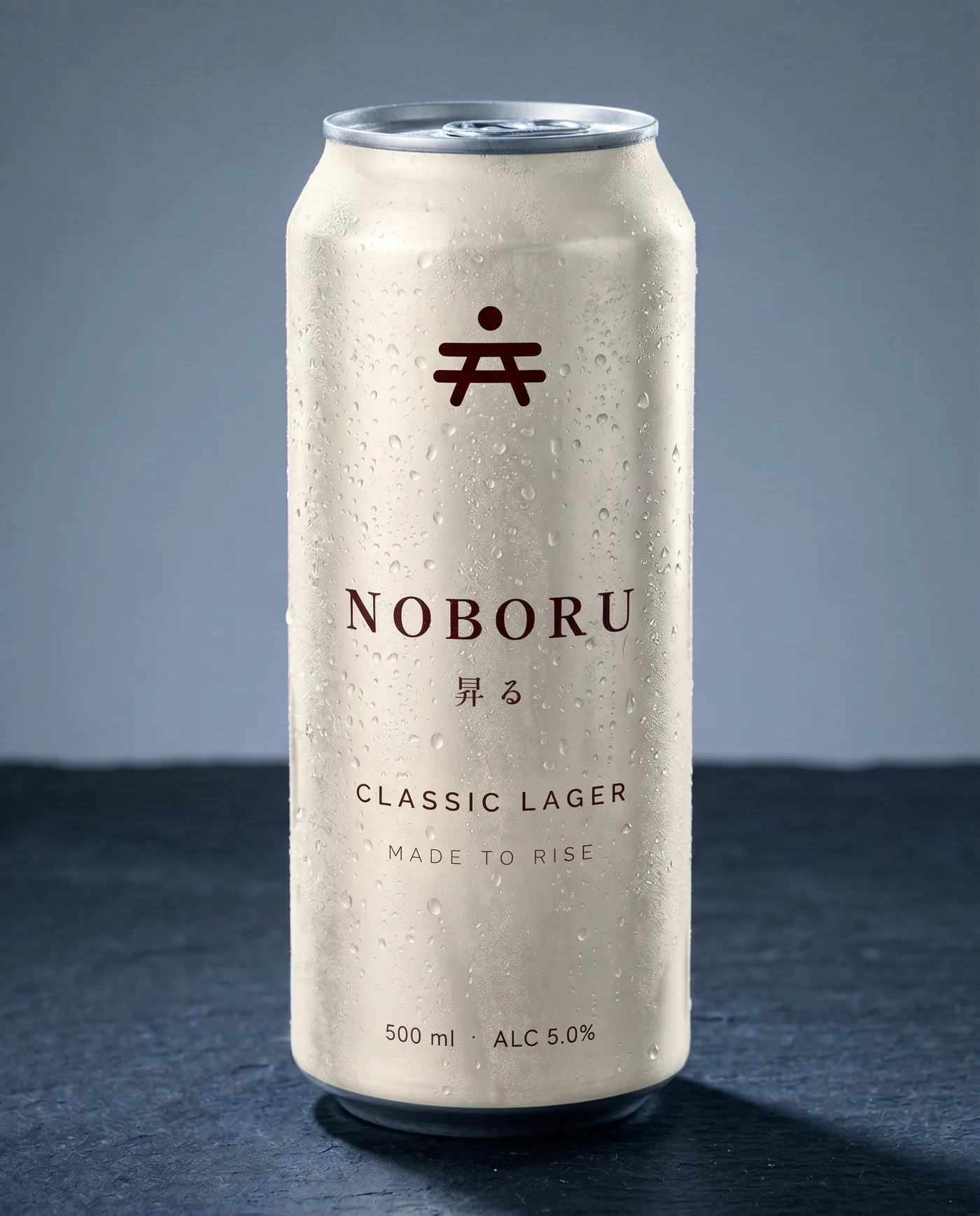 Noboru Classic lager, 500 ml can in cream, ice cold